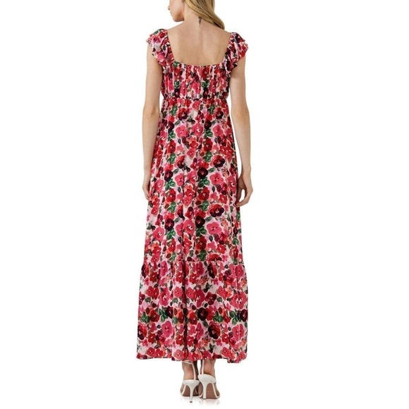 Nwt ENDLESS ROSE Big Floral Sweetheart Maxi Dress size large - Picture 2 of 11